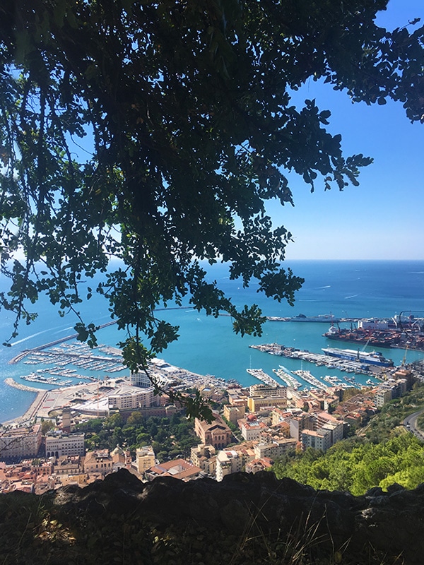 Veduta del porto di Salerno e del Crescent dal Castello Arechi
