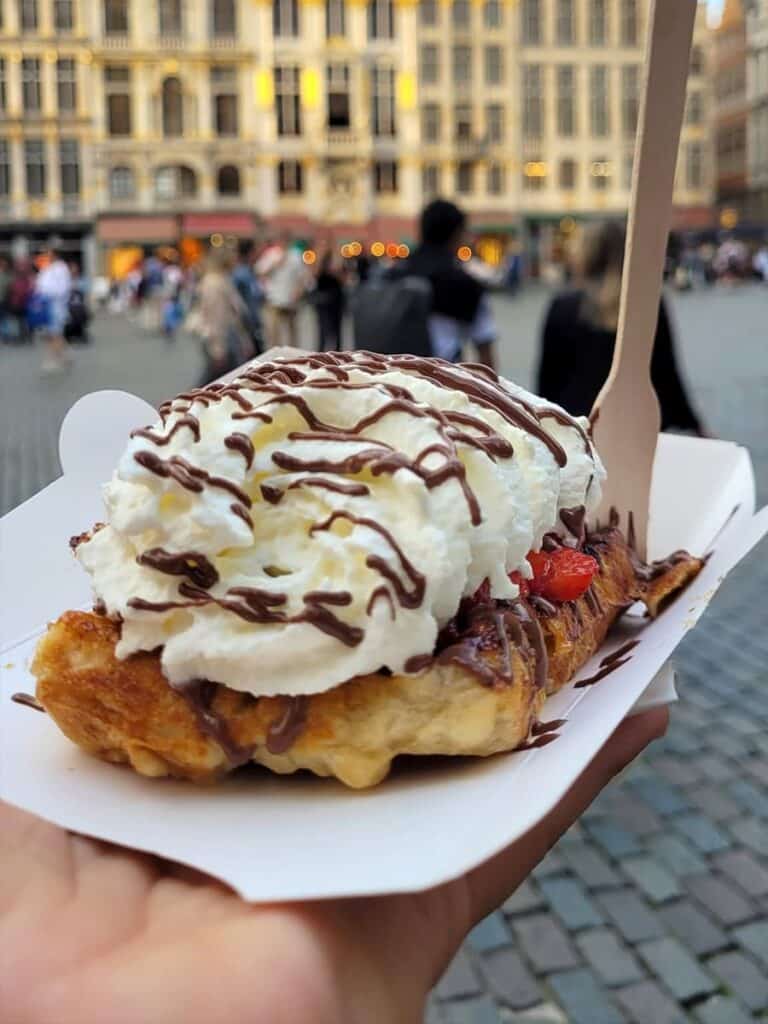 Bruxelles dettaglio del dolce tipico della città, il wafle o gaufre
